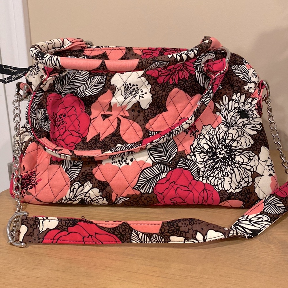 Vera Bradley Mocha Rouge pink/brown chain purse; never used; NWOT